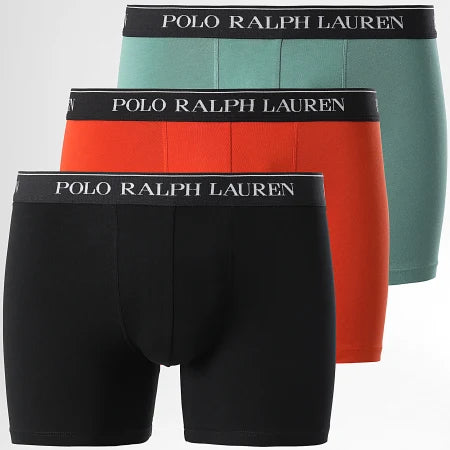 Polo Ralph Lauren Three-Pack Stretch Cotton Boxer Briefs - Orange / Green / Black