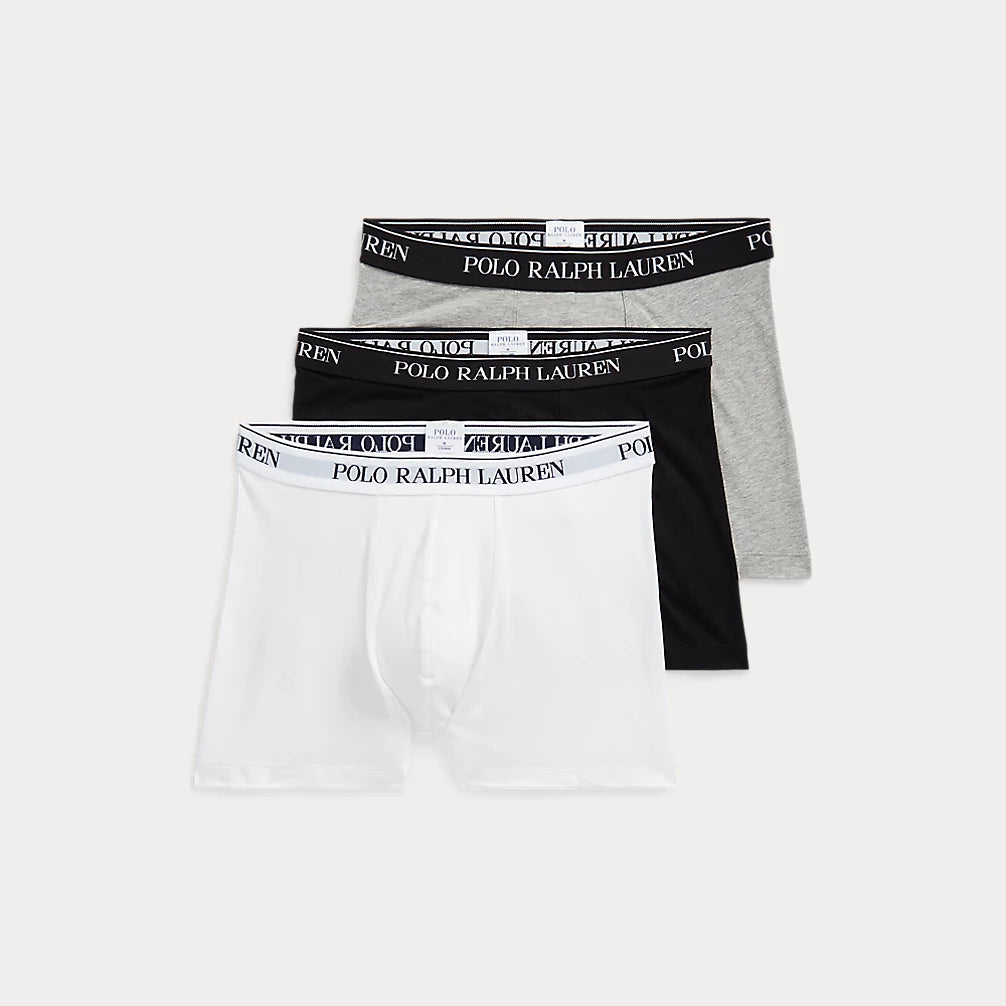 Polo Ralph Lauren 3 Pack Stretch Cotton Boxer Briefs White Heather Black