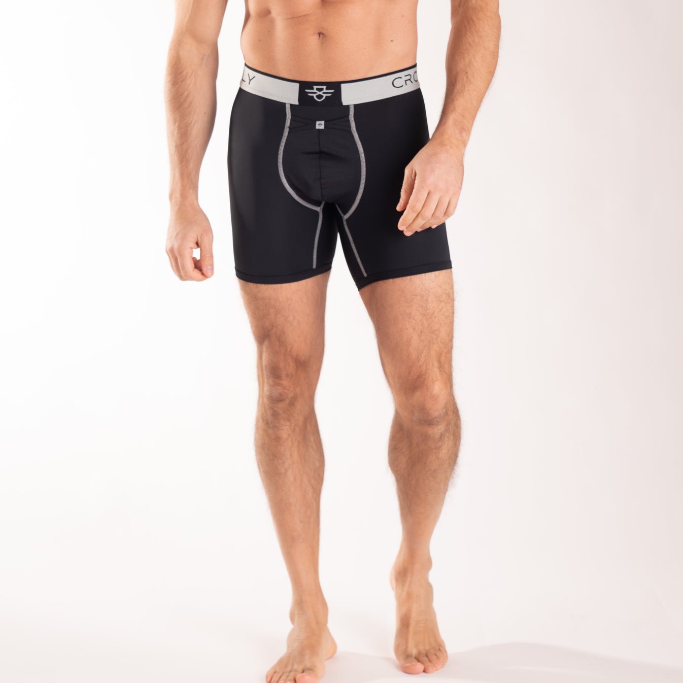 Crossfly Performance Men's 7" Boxer Briefs - Black/Silver