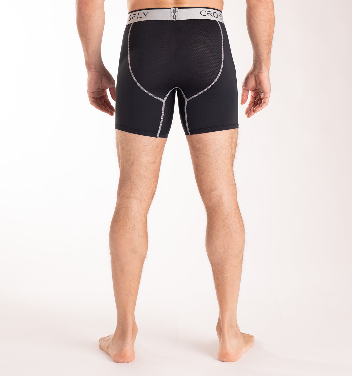 Crossfly Performance Men's 7" Boxer Briefs - Black/Silver