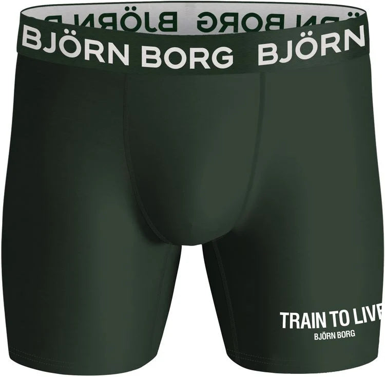 Björn Borg 3 Pack Performance Boxer - Black, Print, Green