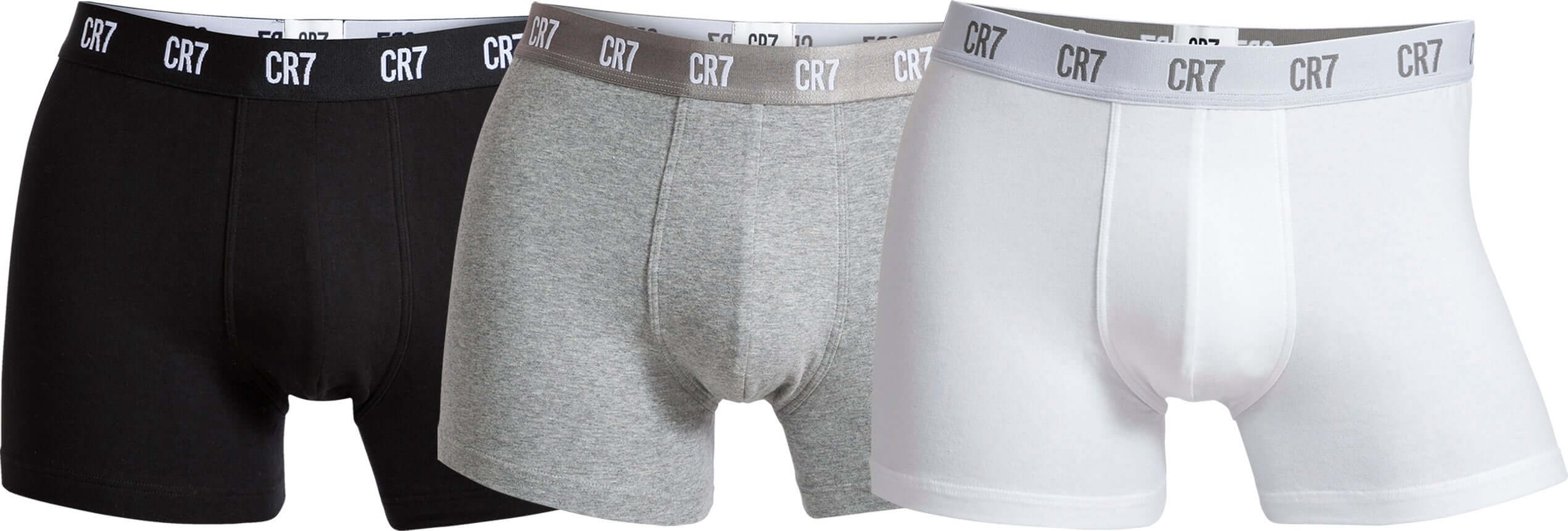 CR7 3-Pack Men's Cotton Fashion Trunk - Black / Grey / White