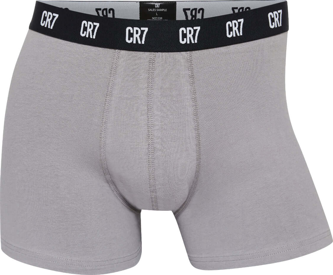 CR7 Men's 3 Pack Cotton Trunks - Black with Grey