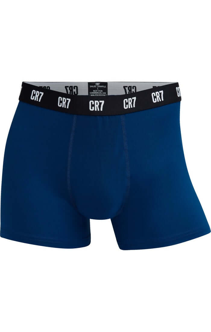 CR7 Men's 3 Pack Microfiber Performance Trunks - Blue with Grey