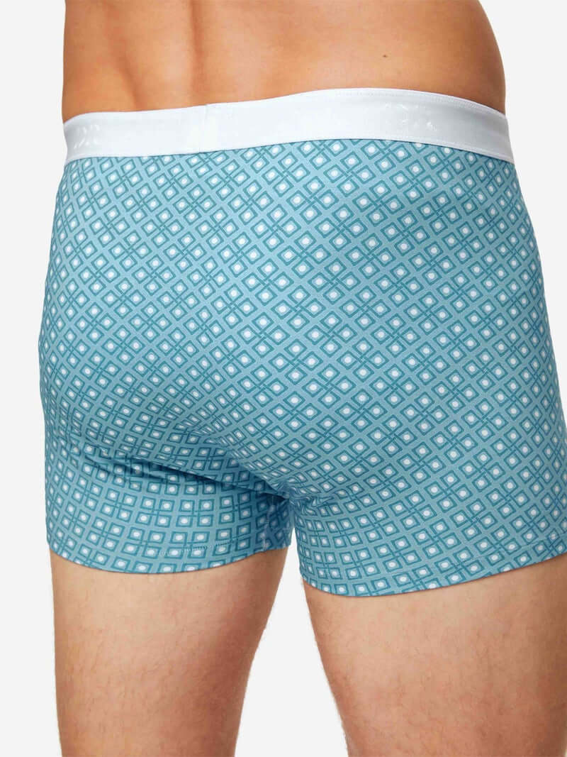 Derek Rose Men's Trunks - Blue Geometric Pima Cotton