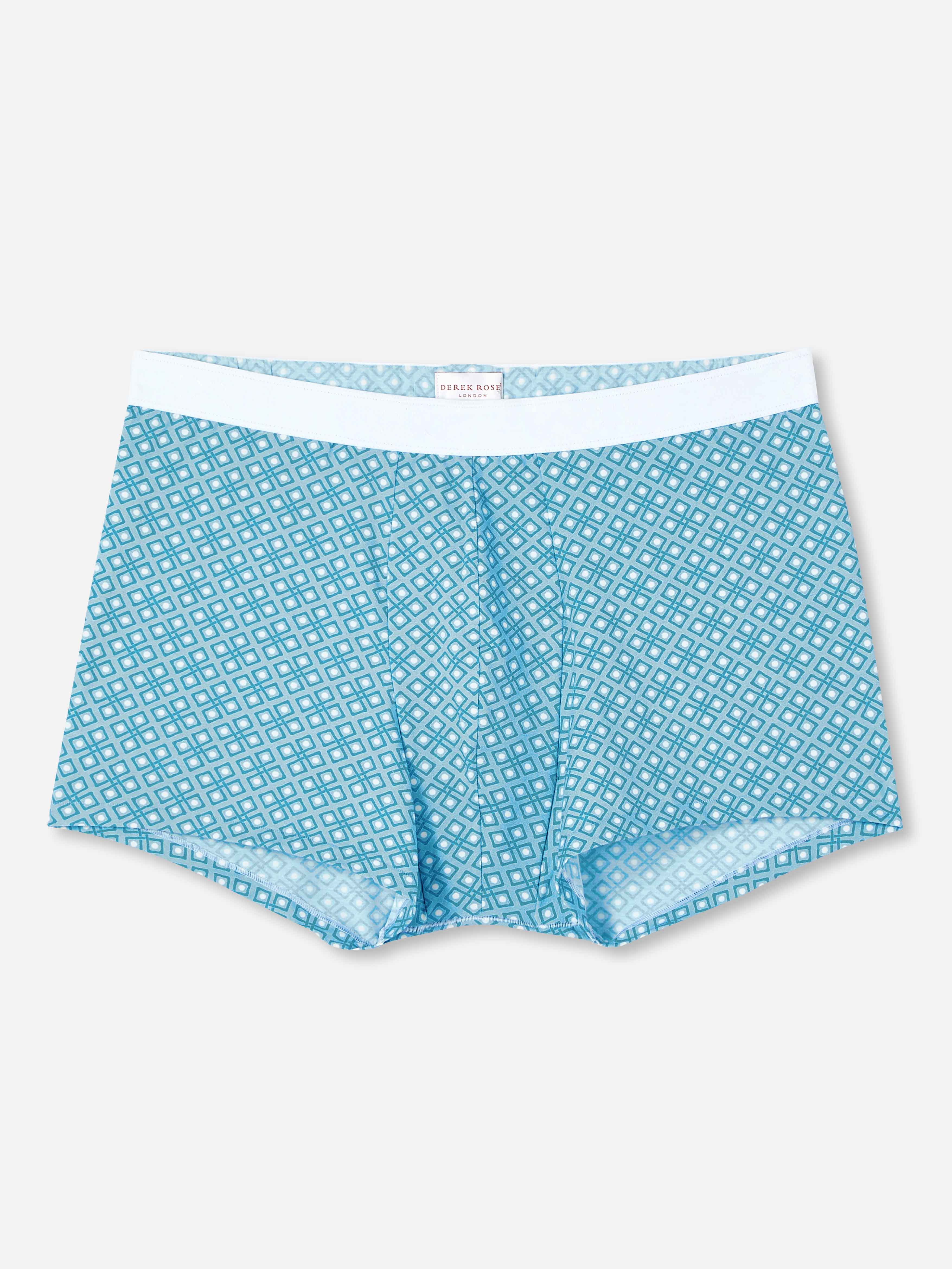 Derek Rose Men's Trunks - Blue Geometric Pima Cotton