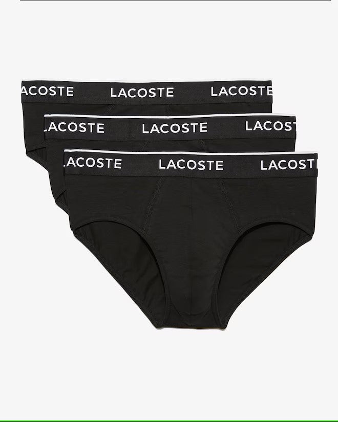 Lacoste 3-Pack Logo Waist Cotton Briefs - Black