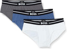 BOSS Men's 3 Pack Stretch Cotton Briefs - Blue/White/Grey