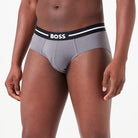 BOSS Men's 3 Pack Stretch Cotton Briefs - Blue/White/Grey