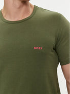 Boss 3 Pack Regular Fit Cotton T-Shirts Logo Embroidered - Black/Blue/Green