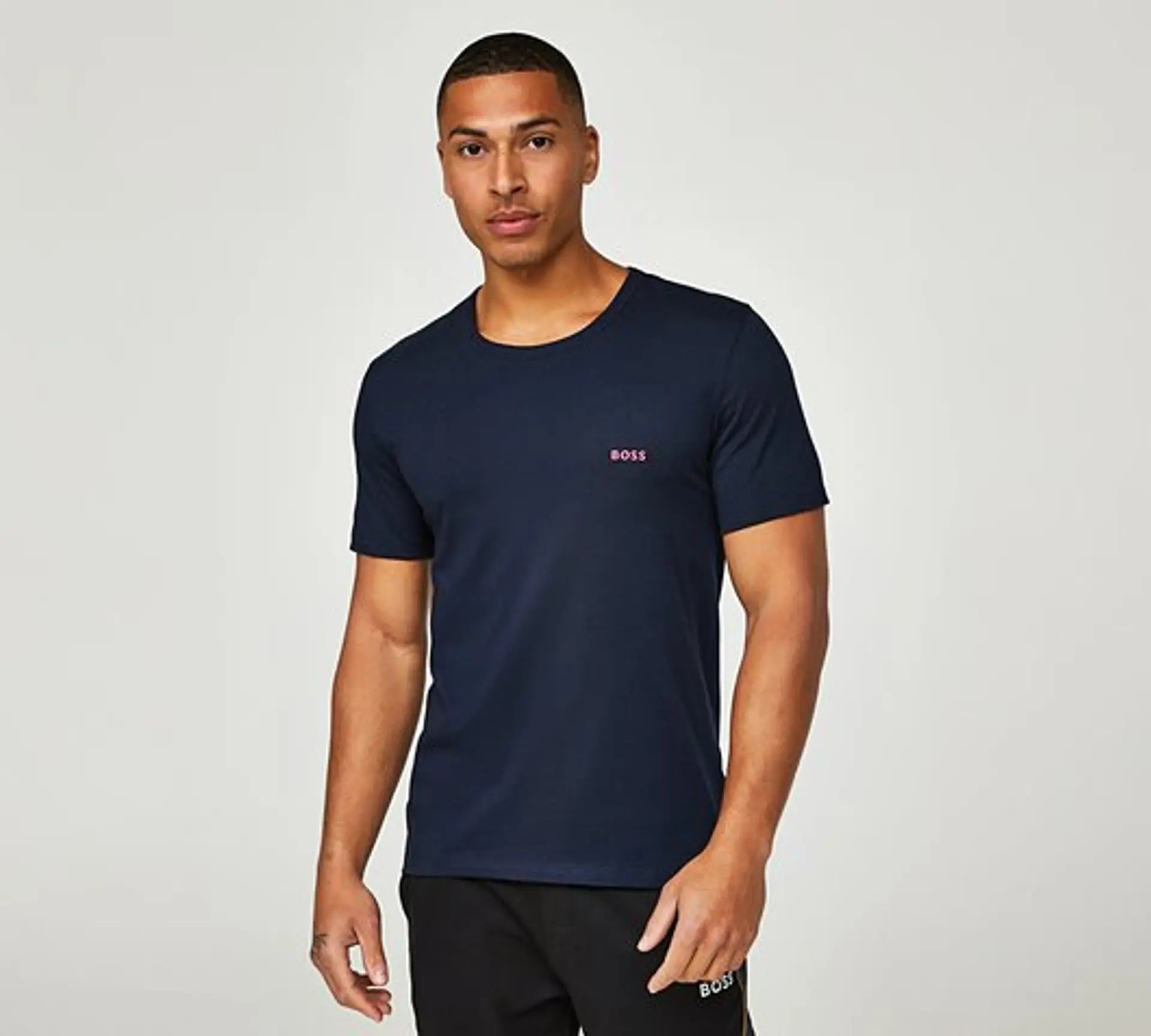 Boss 3 Pack Contrast Logo-Embroidered Regular Fit Cotton T-Shirts - Navy/White/Black