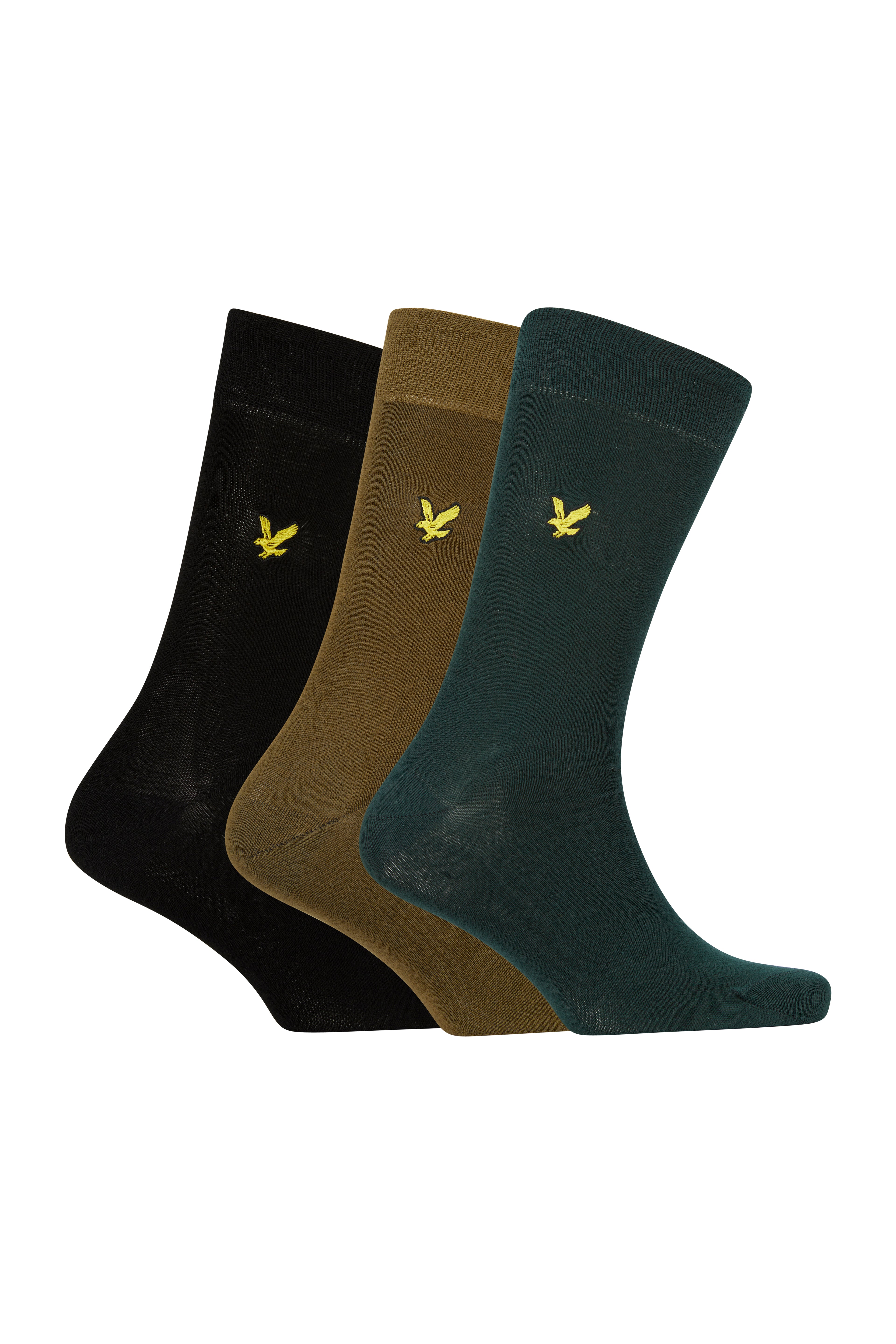 Lyle & Scott 3 Pack Angus Crew Socks - Pine Grove / Black / Dark Olive