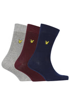 Lyle & Scott 3 Pack Angus Crew Socks - Wine Tasting / Peacoat / Grey Marl