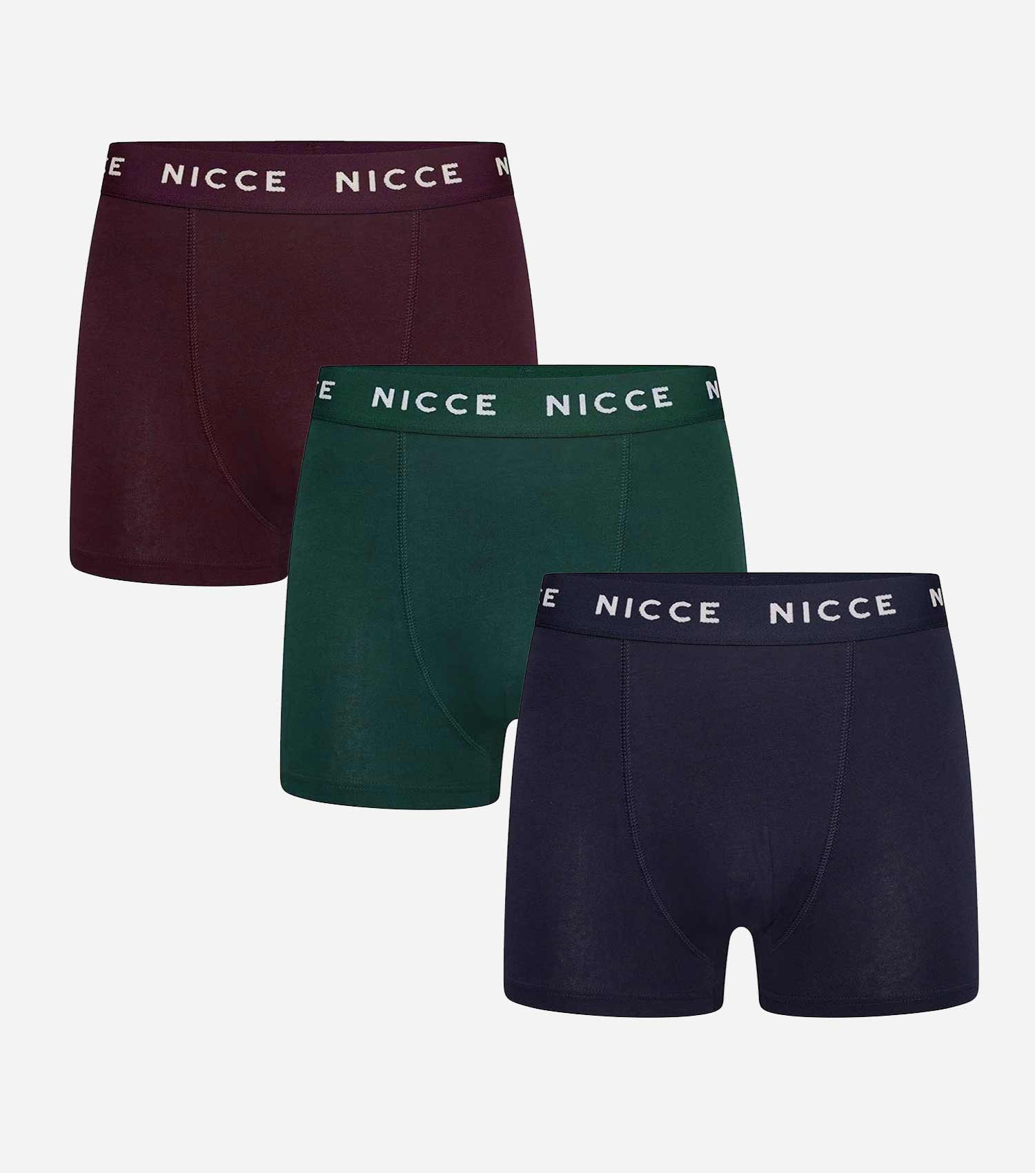 Nicce Men's 3 Pack Cotton Stretch Arnitt Boxers - Red/Green/Blue