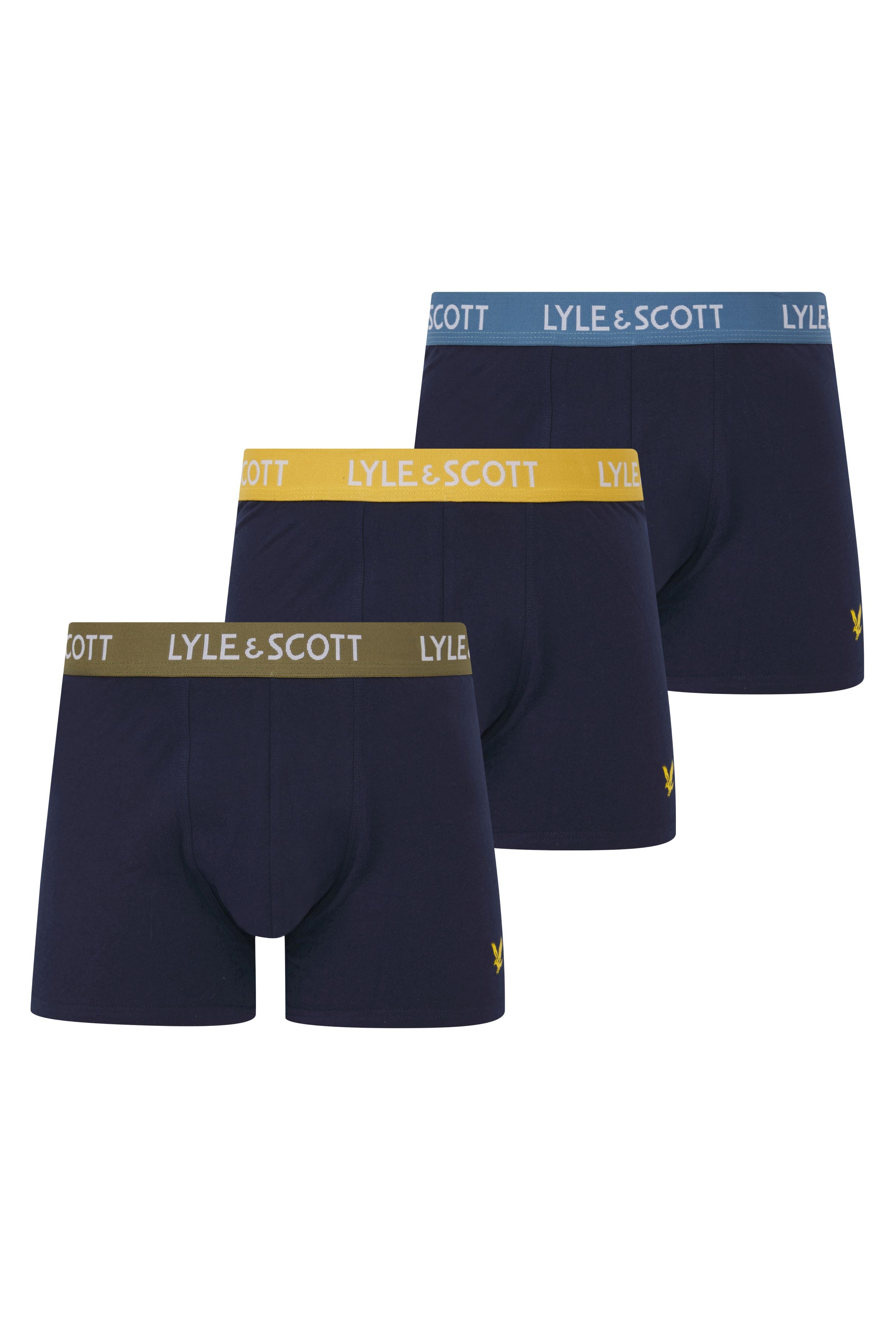 Lyle & Scott 3 Pack Barclay Men's Trunks - Peacoat Multi Waistbands