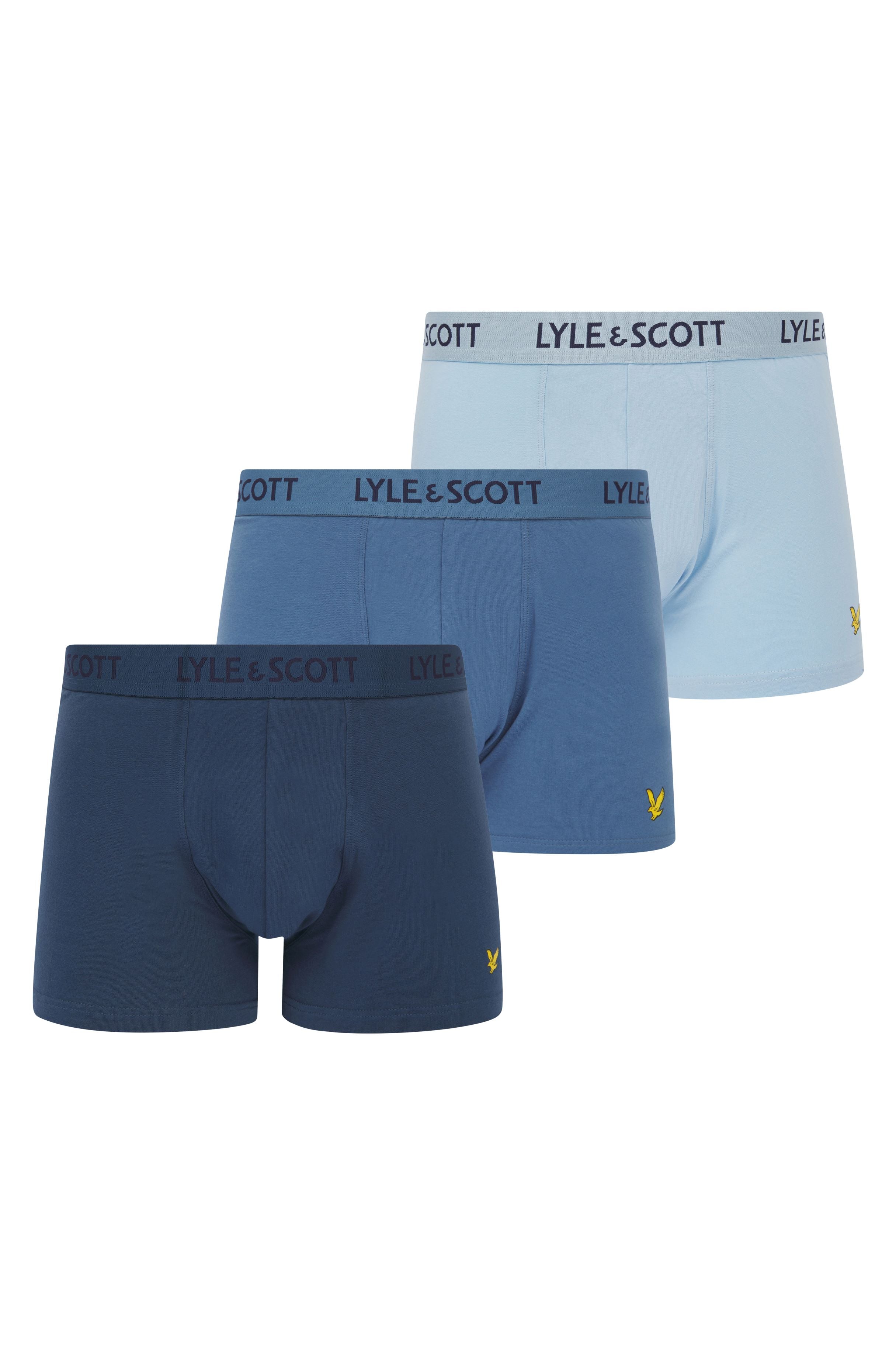 Lyle & Scott 3 Pack Barclay Men's Trunks - Blue/Blue Horizon/Dark Denim