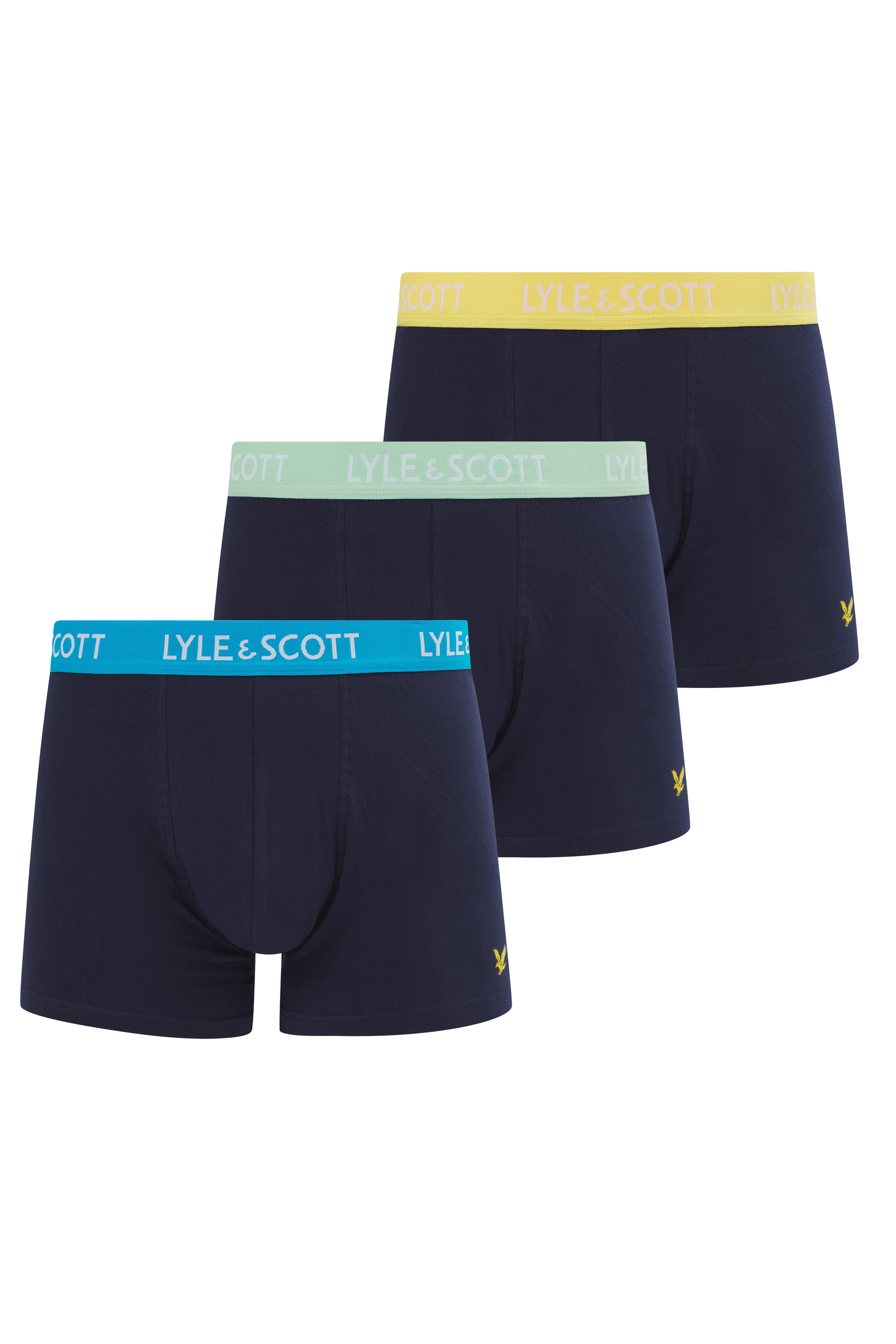 Lyle & Scott 3 Pack Barclay Men's Trunks - Peacoat Multi Coloured Waistbands