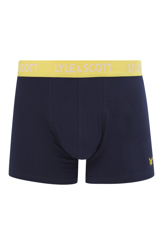 Lyle & Scott 3 Pack Barclay Men's Trunks - Peacoat Multi Coloured Waistbands