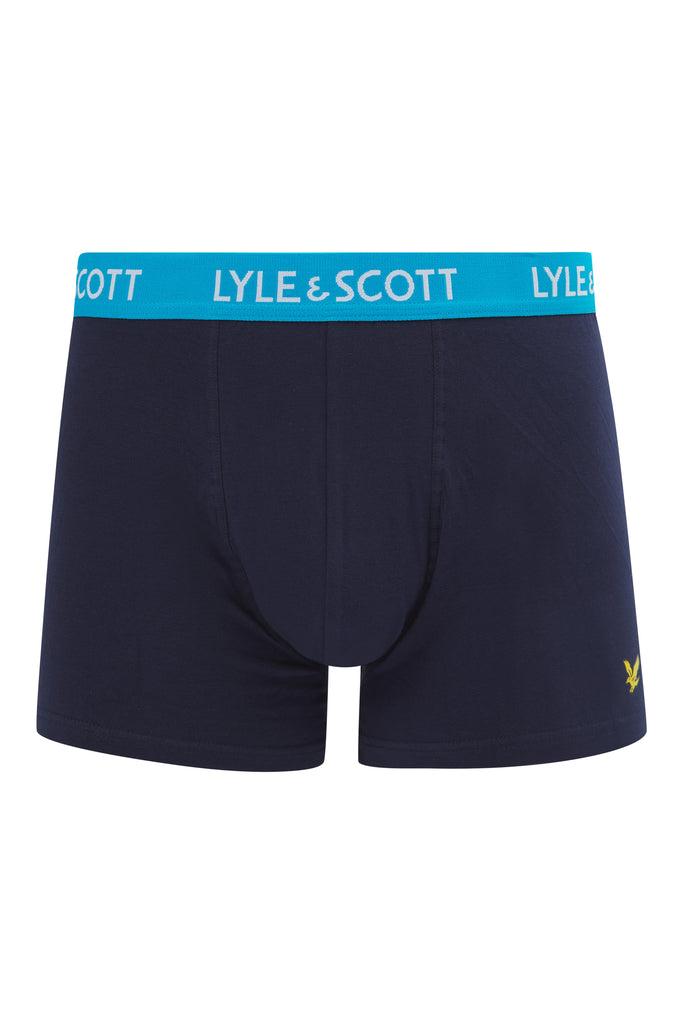 Lyle & Scott 3 Pack Barclay Men's Trunks - Peacoat Multi Coloured Waistbands