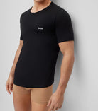 Boss 3 Pack of Crew Neck Underwear T-Shirts In Cotton Jersey - Black / White / Beige