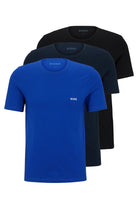 Boss 3 Pack of Crew Neck Underwear T-Shirts In Cotton Jersey - Black/Blue