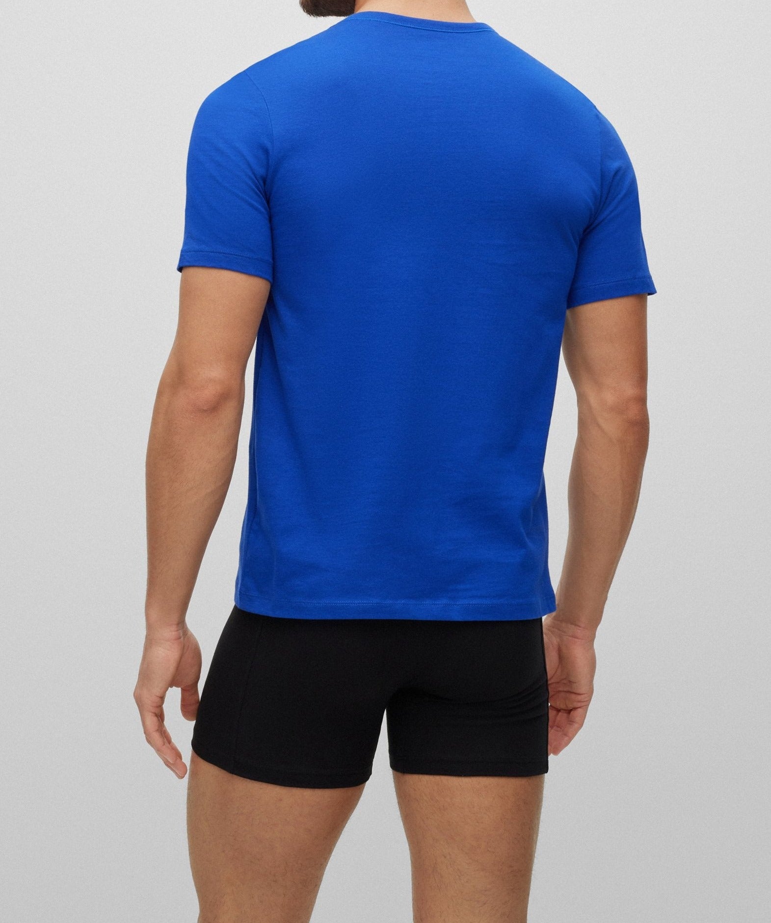 Boss 3 Pack of Crew Neck Underwear T-Shirts In Cotton Jersey - Black/Blue