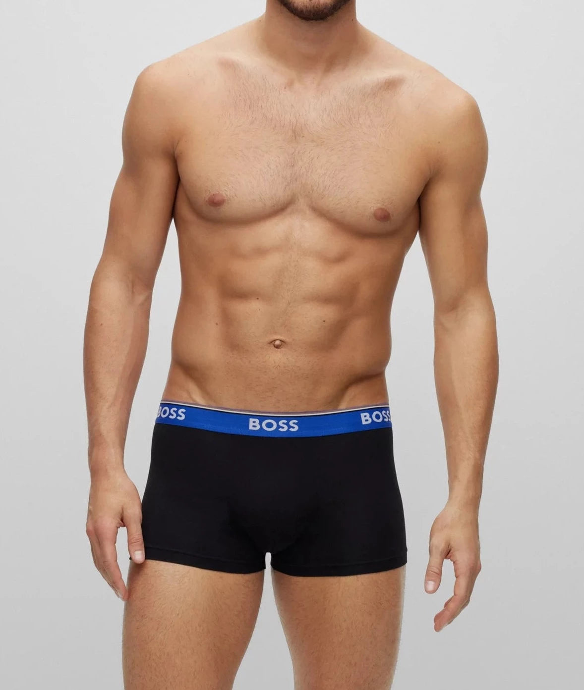 Boss - 3 Pack of Stretch Cotton Trunks with Logo Waistbands - Black