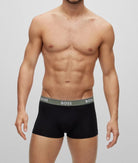 Boss - 3 Pack of Stretch Cotton Trunks with Logo Waistbands - Black