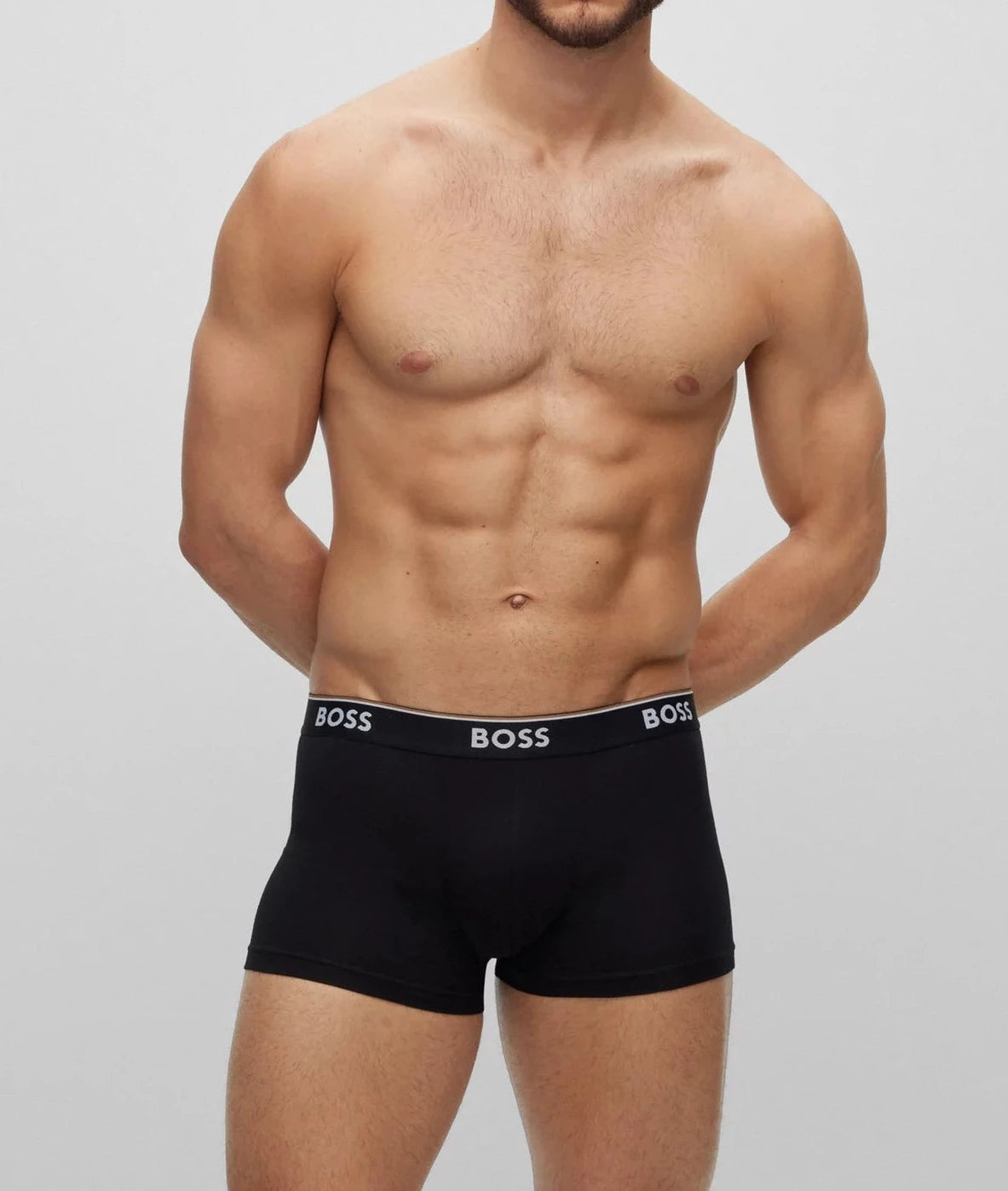 Boss - 3 Pack of Stretch Cotton Trunks with Logo Waistbands - Black