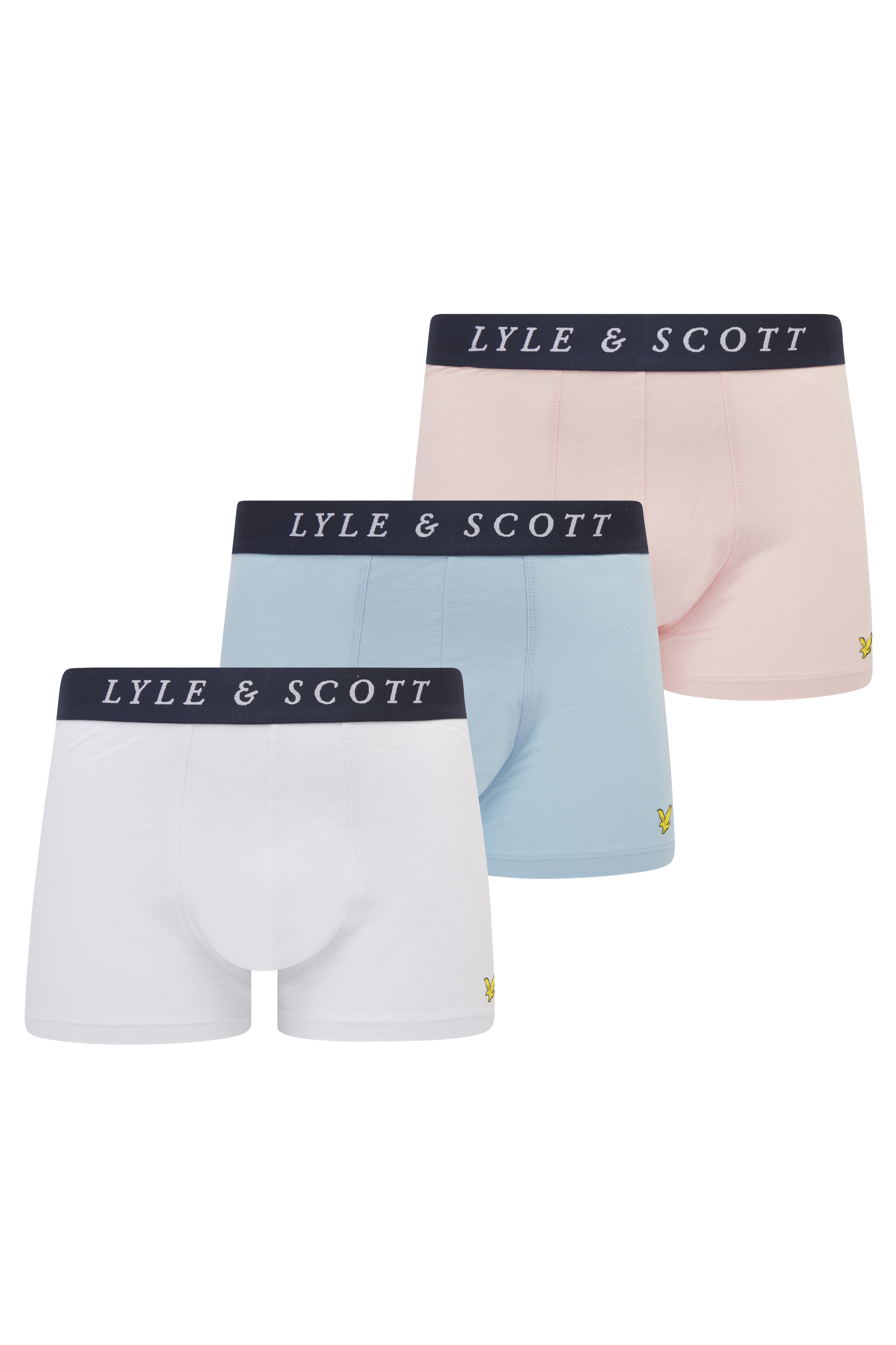 Lyle & Scott Multi Underwear Trunks 3 Pack - Blue/White/Ballet Slipper