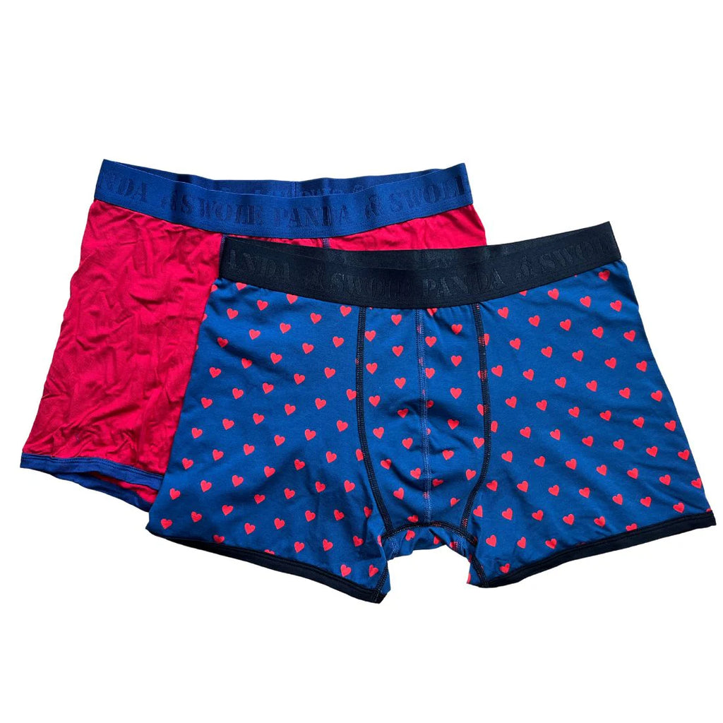 Swole Panda Bamboo Boxers 2 Pack - Red & Hearts