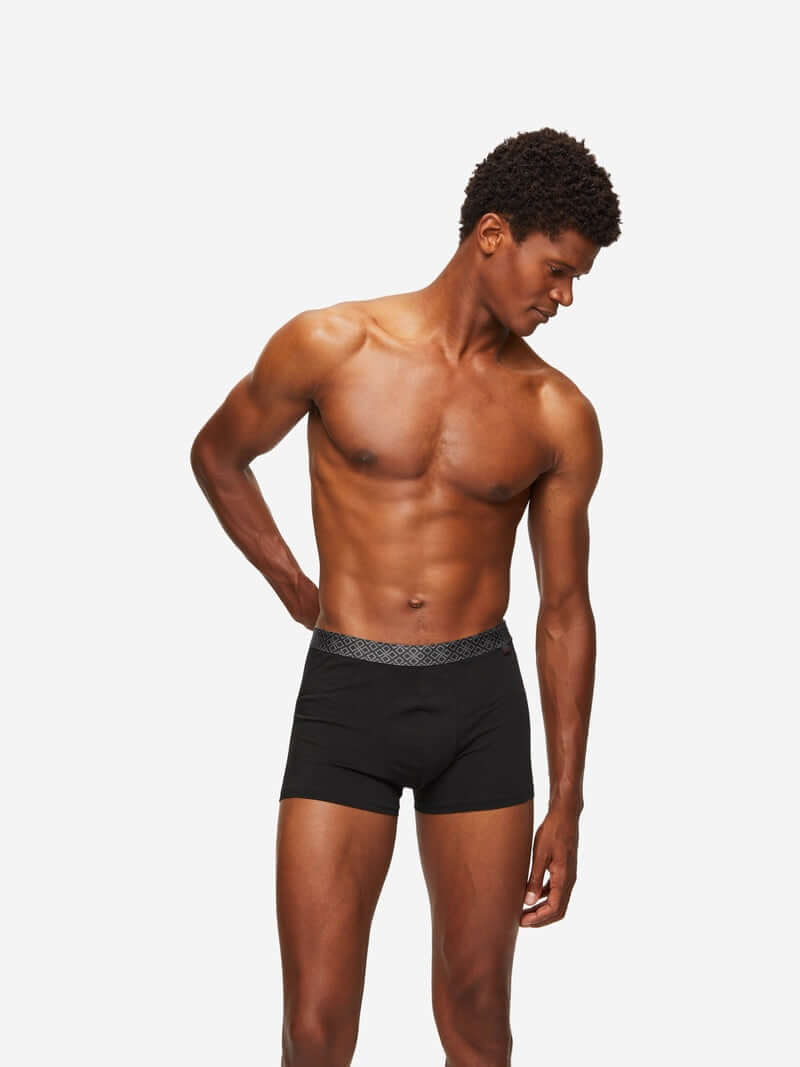 Derek Rose Men's Boxer Briefs Band 57 Pima Cotton Stretch Black