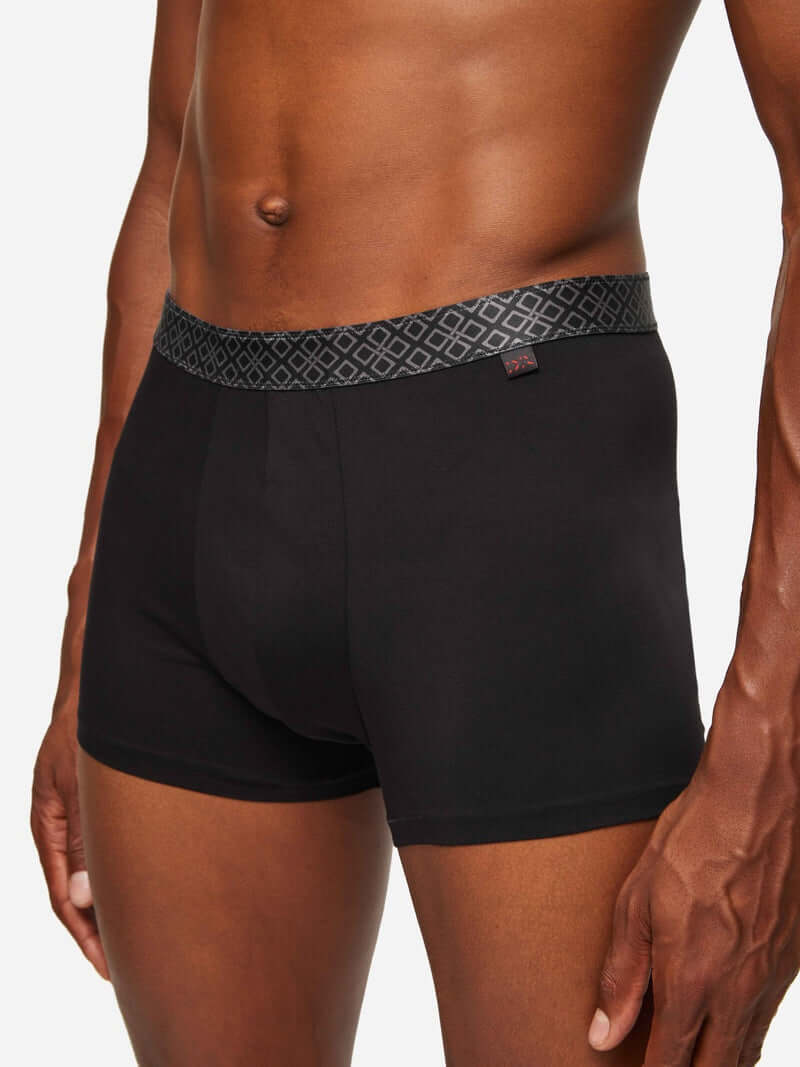 Derek Rose Men's Boxer Briefs Band 57 Pima Cotton Stretch Black