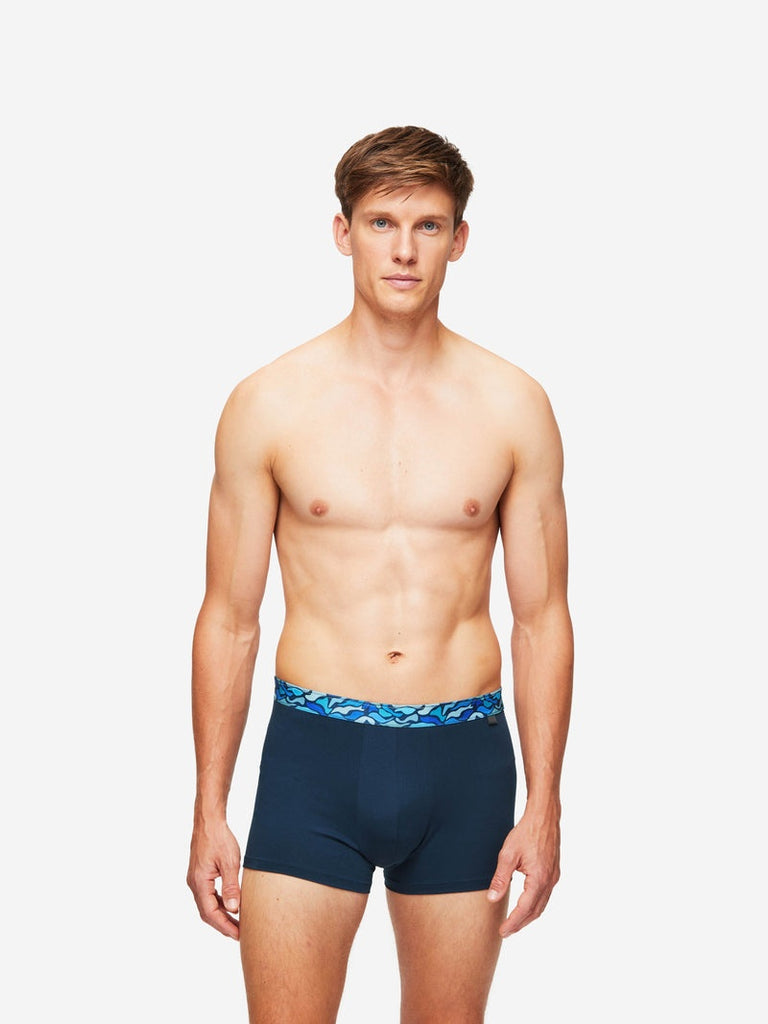 Derek Rose Men's Boxer Briefs Band 58 Pima Cotton Stretch Navy