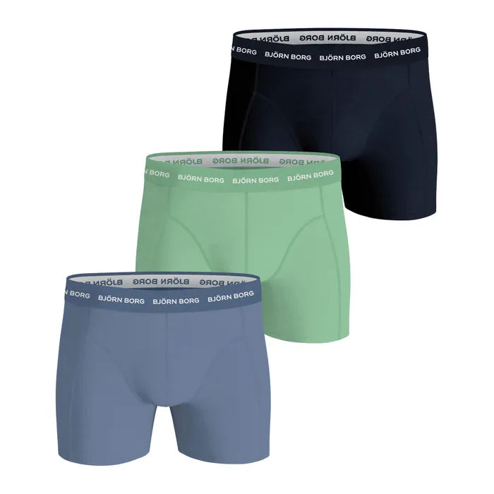 Björn Borg 3 Pack Cotton Stretch Boxers - Green/Blue/Navy