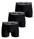 Björn Borg Solid Essential Boxer Shorts - Black with White Logo