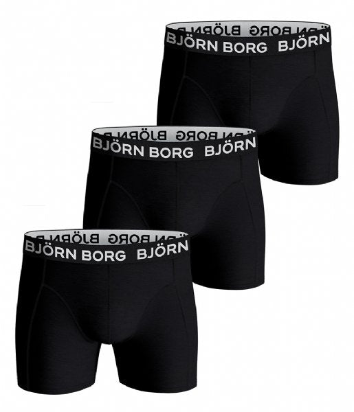 Björn Borg Solid Essential Boxer Shorts - Black with White Logo