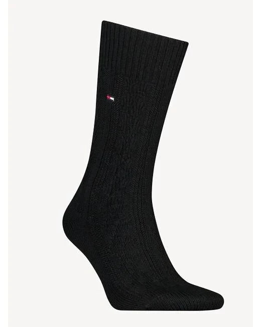 Tommy Hilfiger Cable Wool Men Sock - 1 Pack (Black)