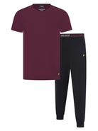 Lyle & Scott Cash T-Shirt and Cuffed Bottoms Lounge Set - Winetasting / Black