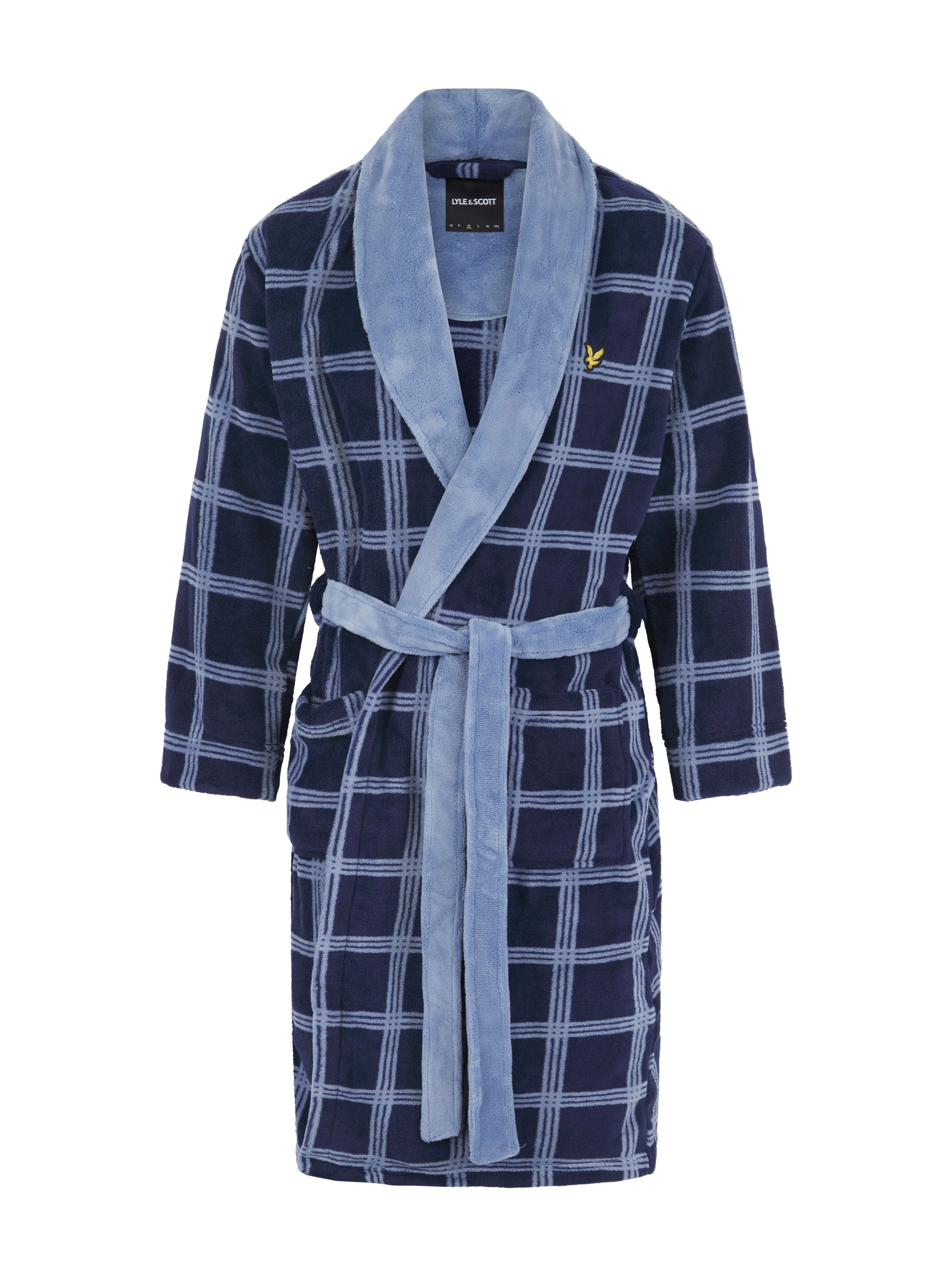 Lyle & Scott Cassidy - Check Print Bath Robe Contract Colar Blue / Navy