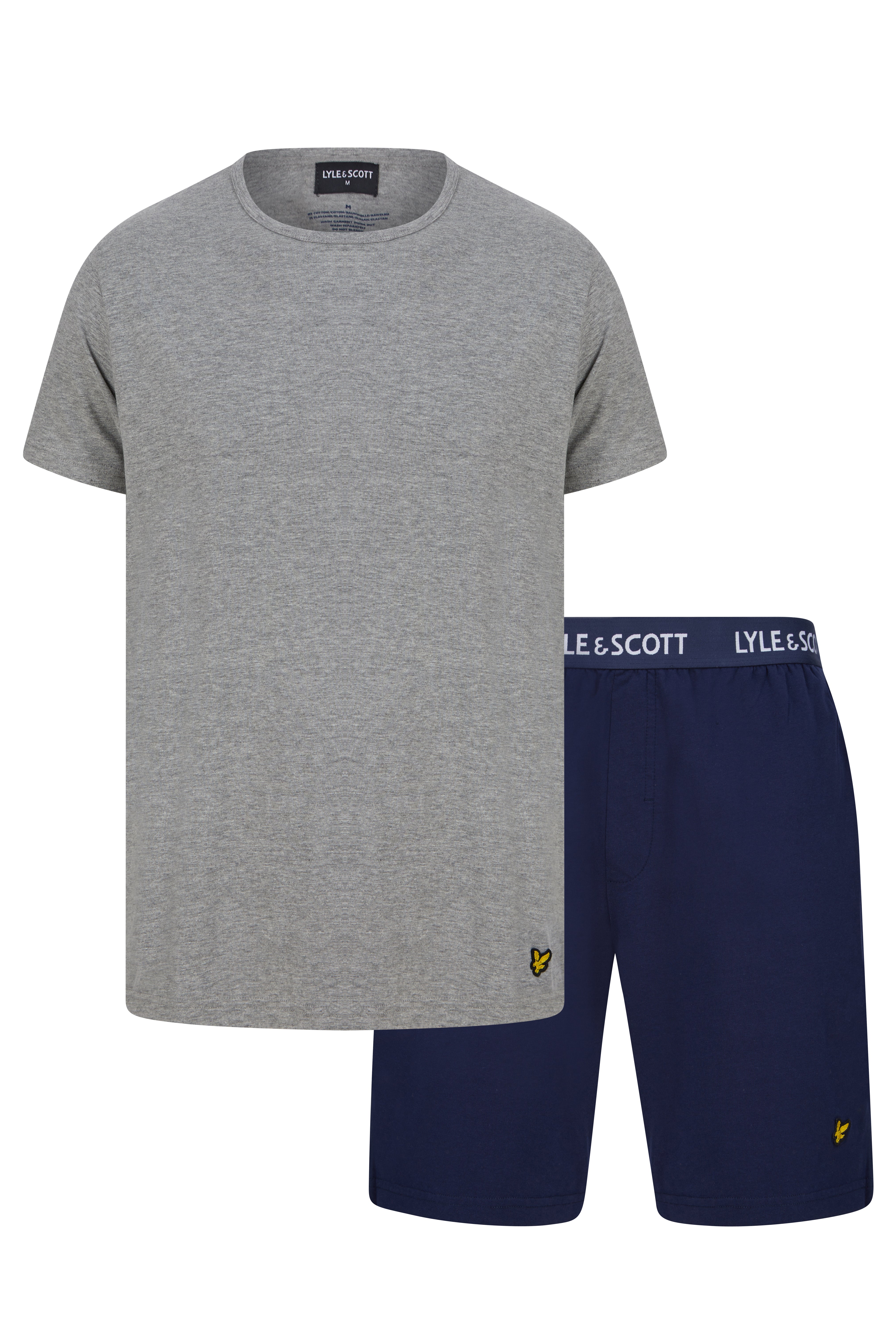 Lyle & Scott Charlie Shorts Lounge Set - Grey Marl / Peacoat