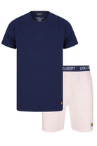 Lyle & Scott Charlie Shorts Lounge Set - Peacoat/Pink Primrose