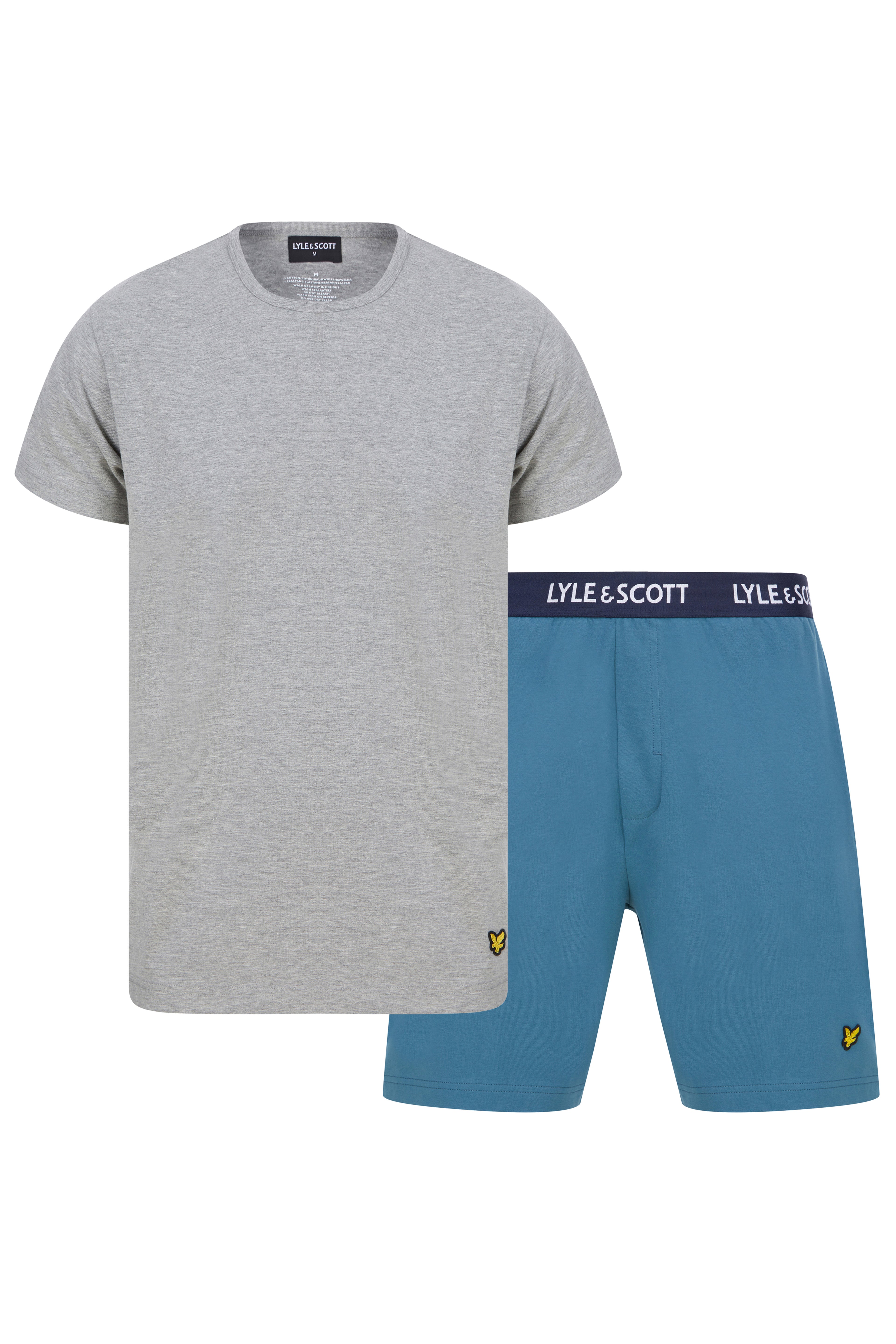 Lyle & Scott Charlie Shorts Lounge Set - Grey Marl / Real Teal