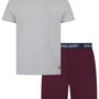 Lyle & Scott Charlie Shorts Lounge Set  - Light Grey Melange / Winetasting