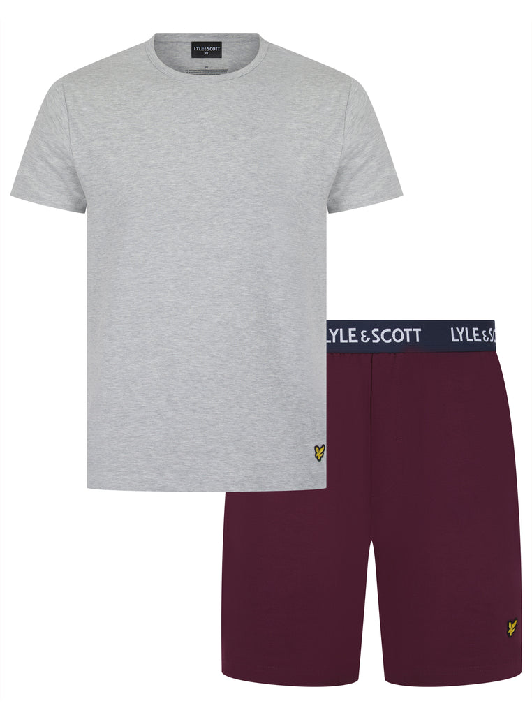 Lyle & Scott Charlie Shorts Lounge Set - Light Grey Melange / Winetasting