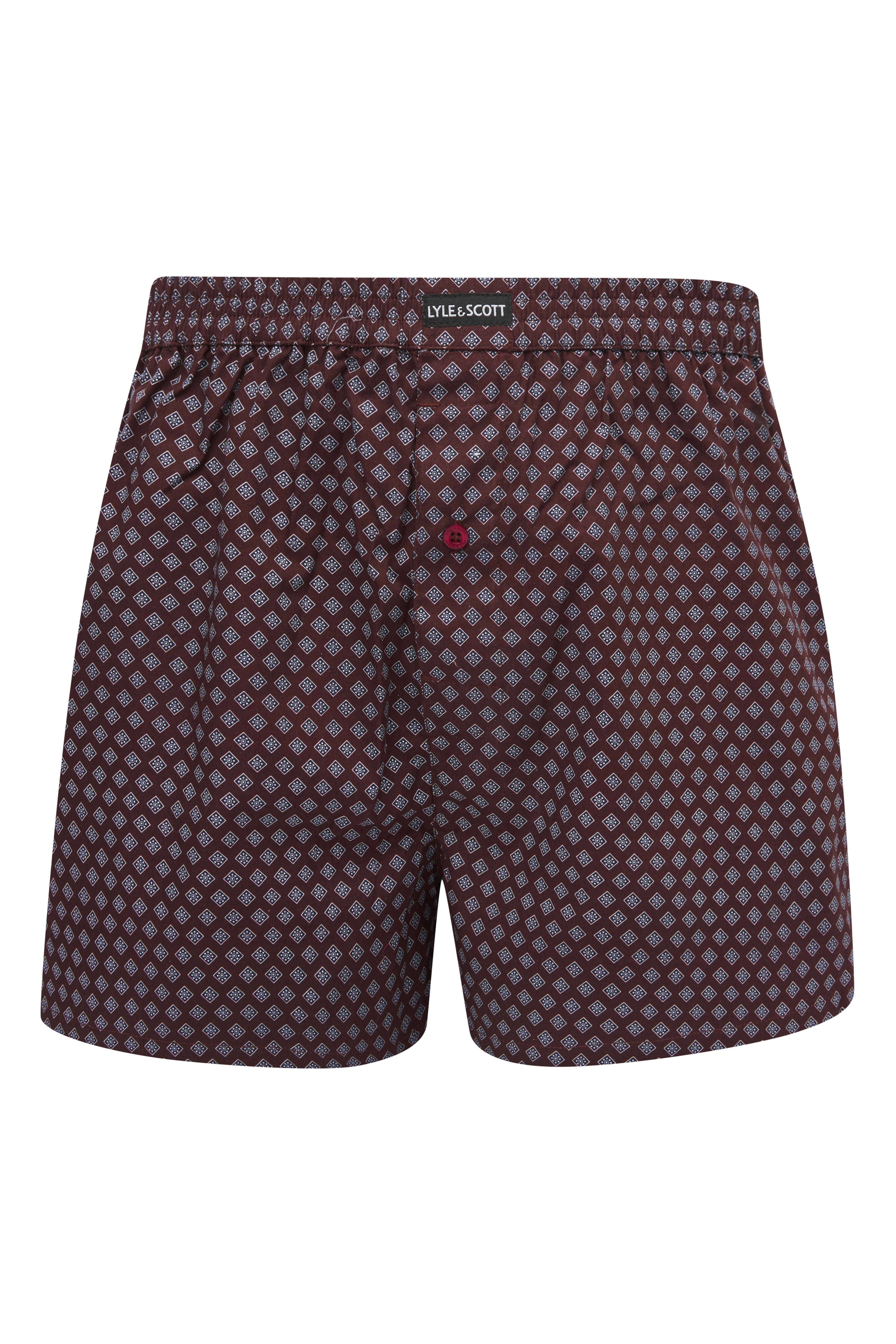 Lyle & Scott 3 Pack Men's Darwin Woven Boxers - Peacoat/AOP/Ruby Wine