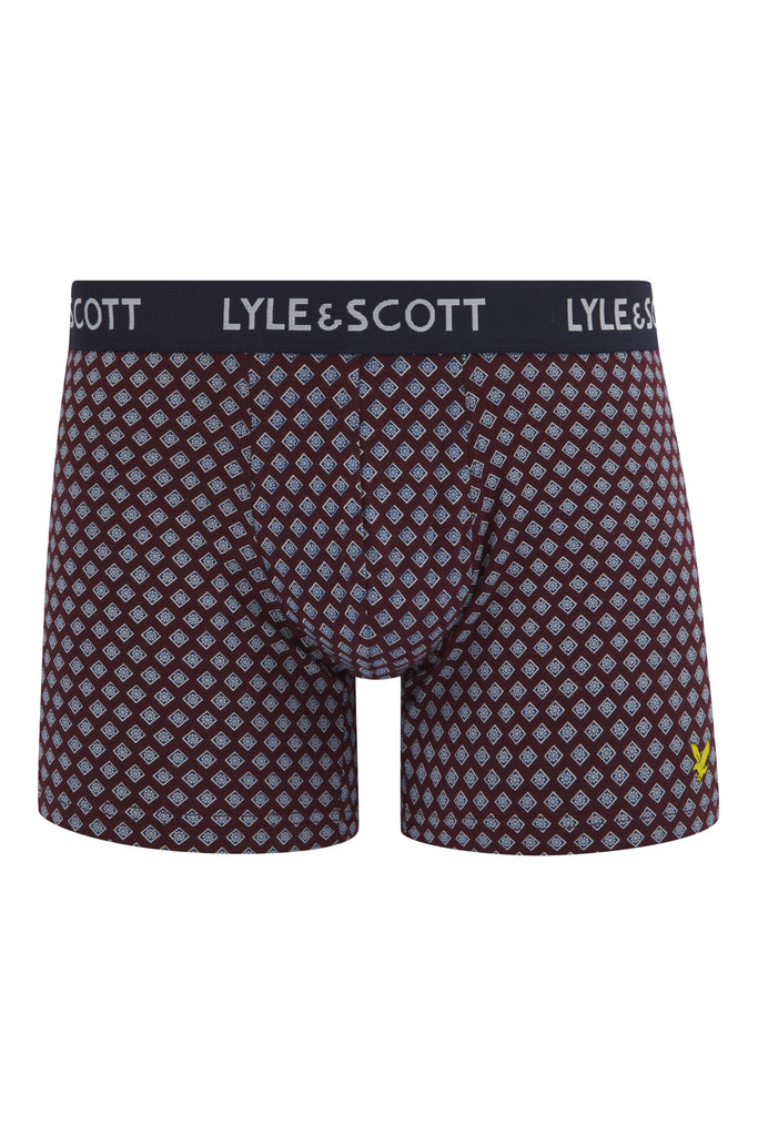 Lyle and Scott Elliot Premium Underwear Trunks 3 Pack - Winetasting, Peacoat, Print