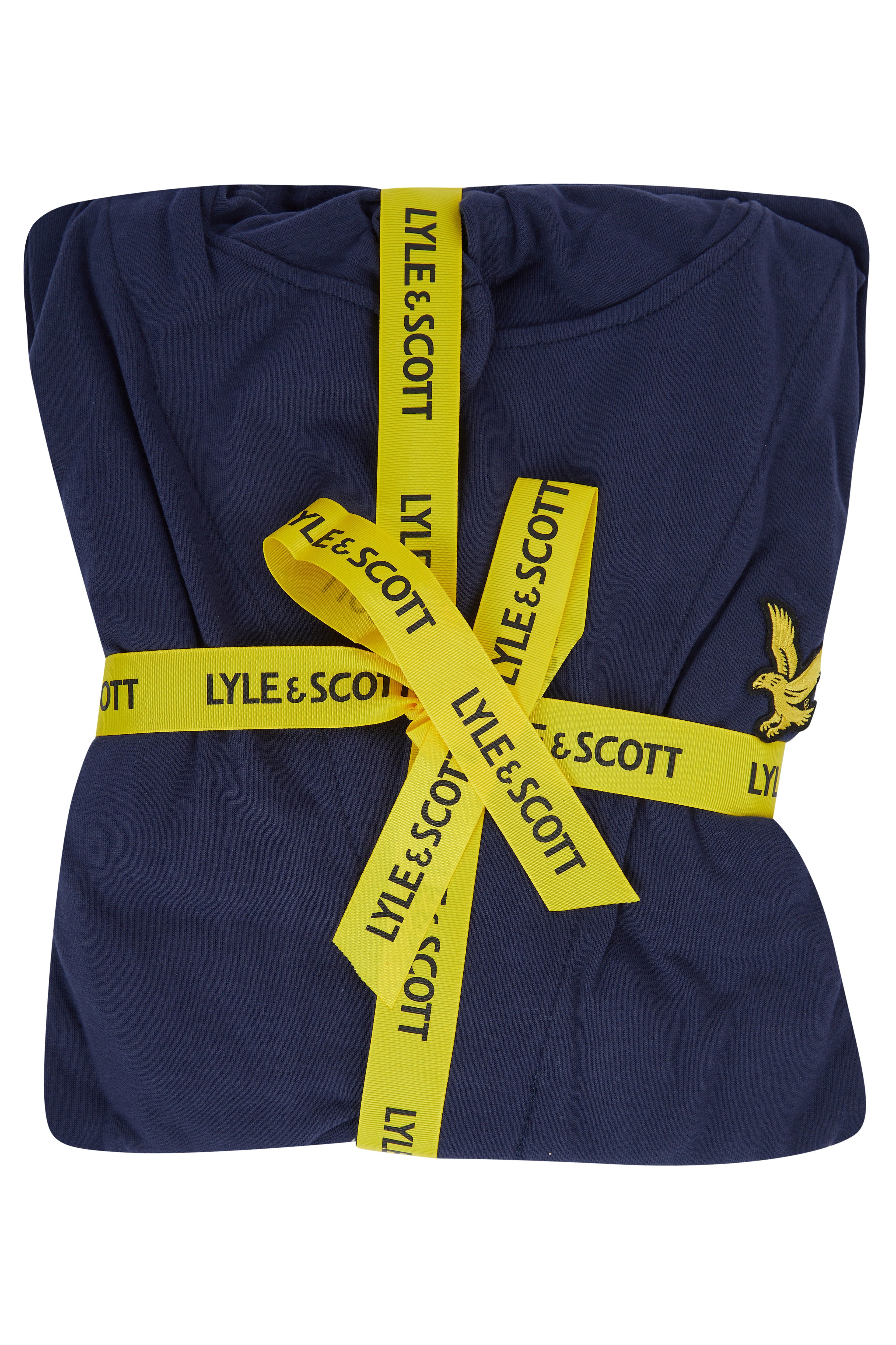 Lyle & Scott Mens Enzo Hooded Frech Terry Bathrobe - Peacoat