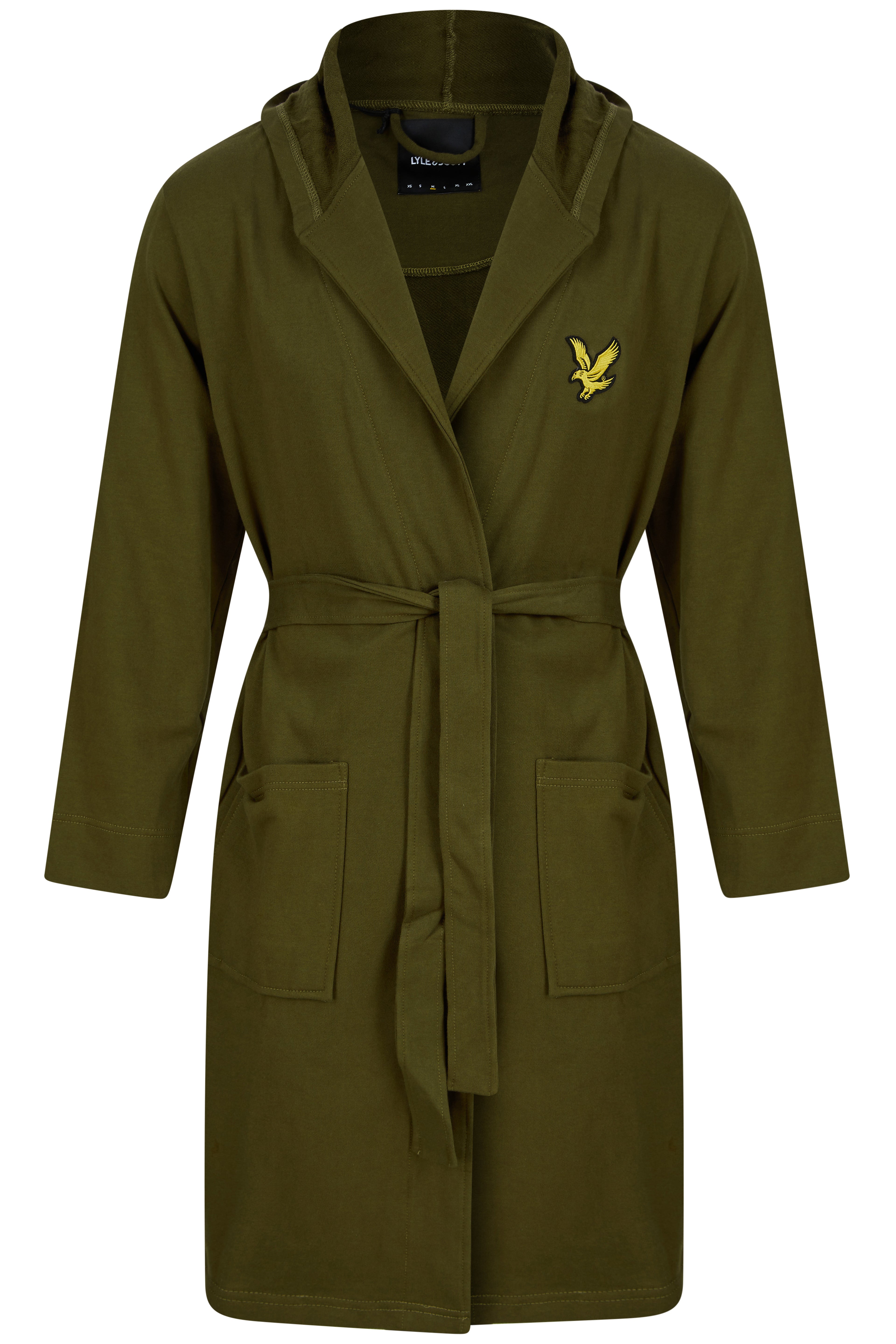 Lyle & Scott Mens Enzo Hooded Frech Terry Bathrobe - Dark Olive