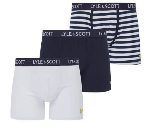 Lyle & Scott 3 Pack Men's Ethan Trunks - Peacoat/Stripes/ White